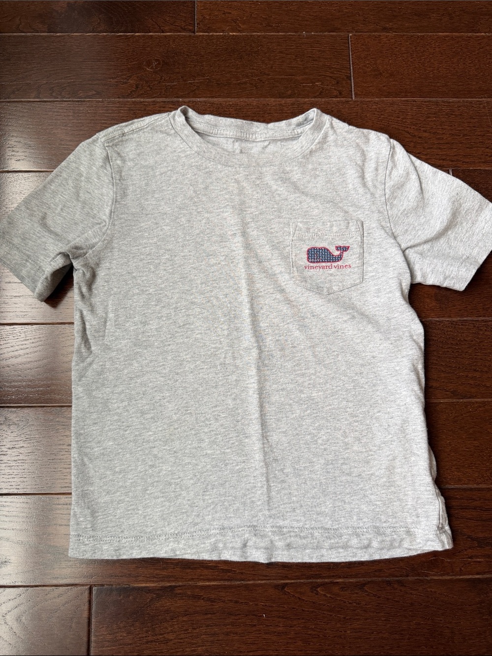 Vineyard Vines Light Heather Gray Pocket Tee with Whale Logo